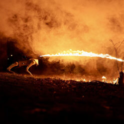 Thermonator flamethrower dog throwflame night fire